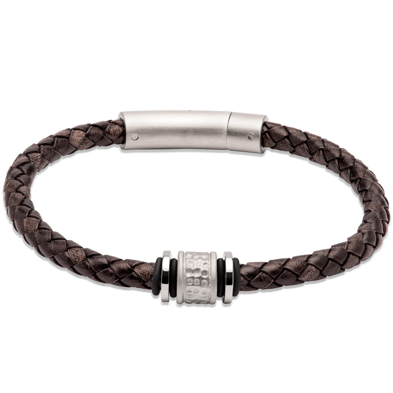 Unique & Co Antique Black Leather Bracelet B458ABL - Hamilton & Lewis Jewellery