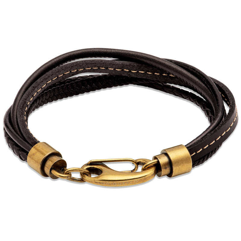 Unique & Co Black Leather Bracelet B459BL - Hamilton & Lewis Jewellery