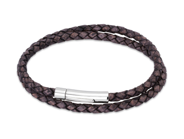 Unique & Co Antique Black Leather Bracelet B62ABL - Hamilton & Lewis Jewellery