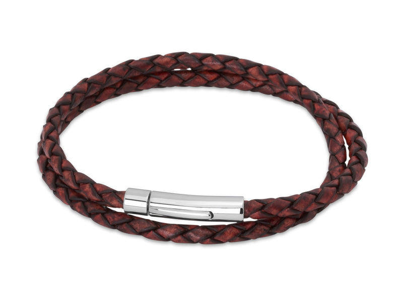 Unique & Co Antique Rust Leather Bracelet B62AR - Hamilton & Lewis Jewellery