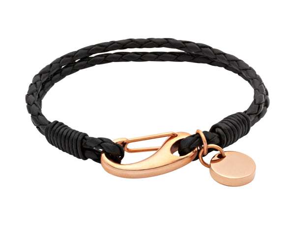 Unique & Co Ladies Black Leather Bracelet B64BL - Hamilton & Lewis Jewellery