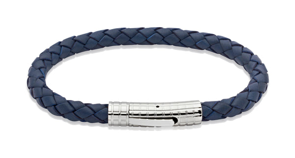 Unique & Co Blue Leather Bracelet B70BLUE - Hamilton & Lewis Jewellery