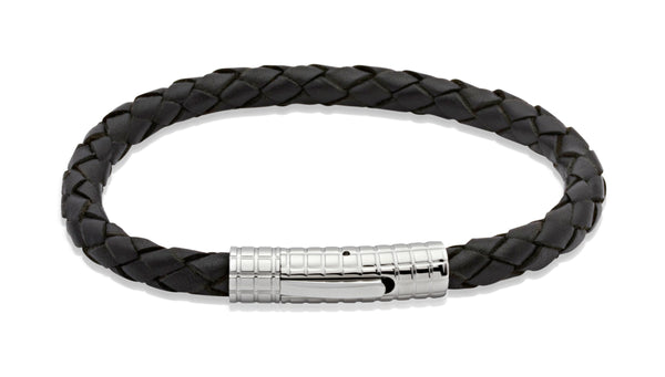 Unique & Co Black Leather Bracelet B70BL - Hamilton & Lewis Jewellery