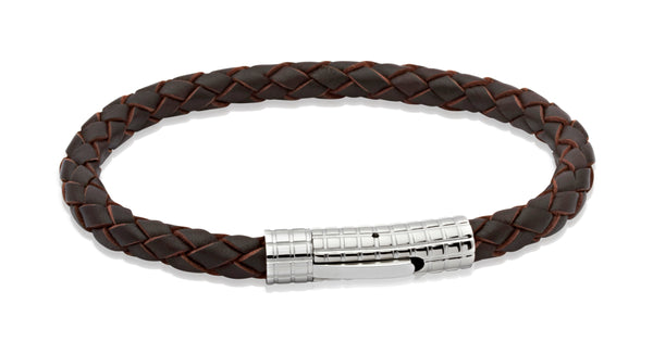 Unique & Co Dark Brown Leather Bracelet B70DB - Hamilton & Lewis Jewellery
