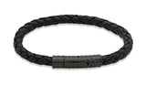 Unique & Co Black Leather Bracelet B71BL - Hamilton & Lewis Jewellery