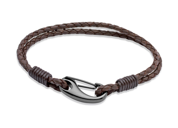 Unique & Co Dark Brown Leather Bracelet B86DB - Hamilton & Lewis Jewellery