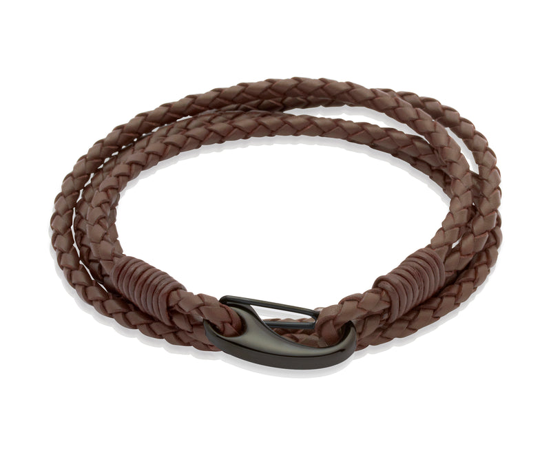 Unique & Co Dark Brown Leather Bracelet B87DB - Hamilton & Lewis Jewellery