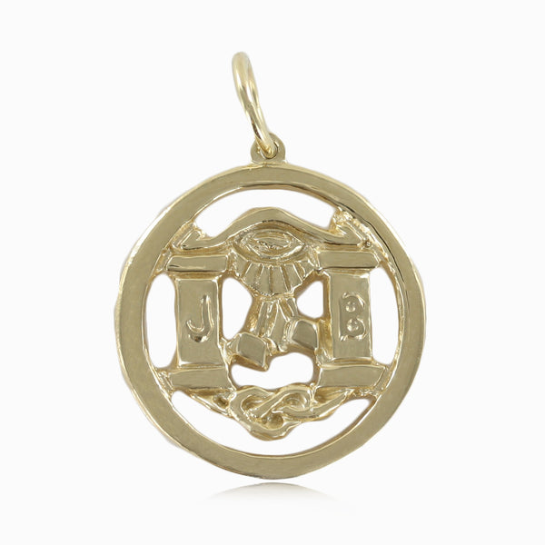 Solid 9ct Yellow Gold Masonic Pendant - Hamilton & Lewis Jewellery