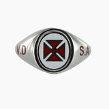 Silver Knights Templar VD SA Masonic Ring – Fixed Head - Hamilton & Lewis Jewellery