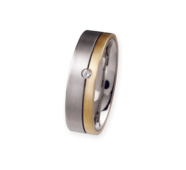 Unique & Co Titanium/Gold Ring R52 - Hamilton & Lewis Jewellery