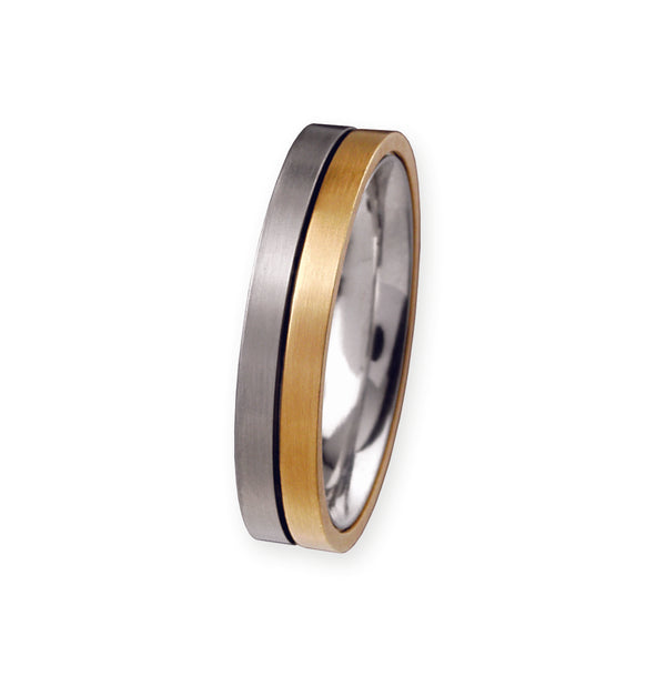 Unique & Co Titanium/Gold Ring R57 - Hamilton & Lewis Jewellery
