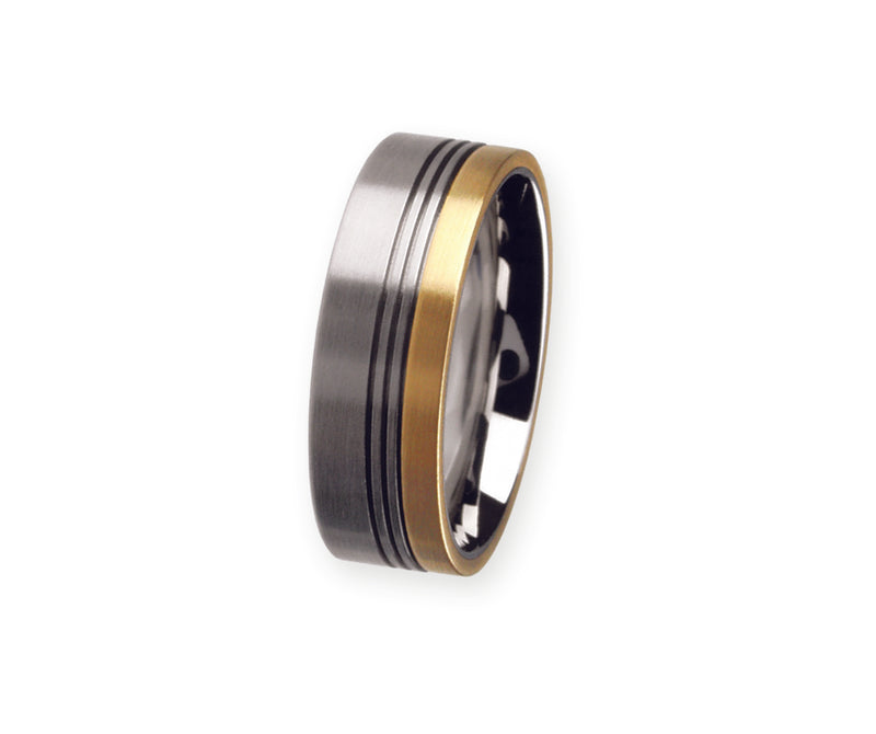 Unique & Co Titanium/Gold Ring R76 - Hamilton & Lewis Jewellery