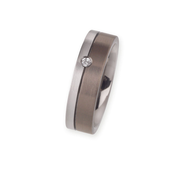 Unique & Co Titanium/Platinum Ring R86 - Hamilton & Lewis Jewellery