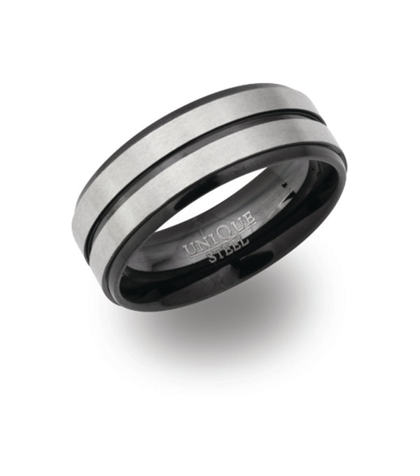 Unique & Co Steel Ring R9105 - Hamilton & Lewis Jewellery