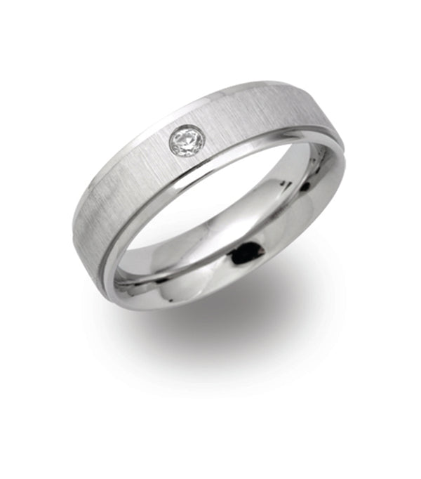 Unique & Co Steel Ring R9106CZ - Hamilton & Lewis Jewellery