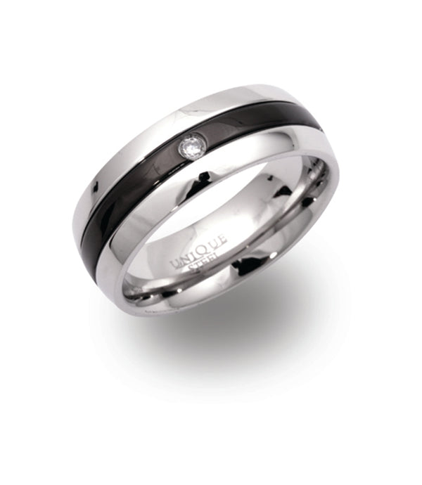 Unique & Co Steel Ring R9108CZ - Hamilton & Lewis Jewellery