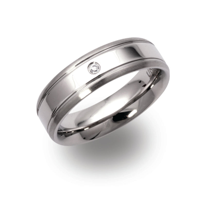 Unique & Co Steel Ring R9115CZ - Hamilton & Lewis Jewellery