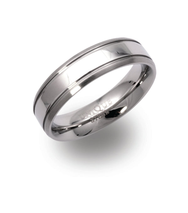 Unique & Co Steel Ring R9115 - Hamilton & Lewis Jewellery