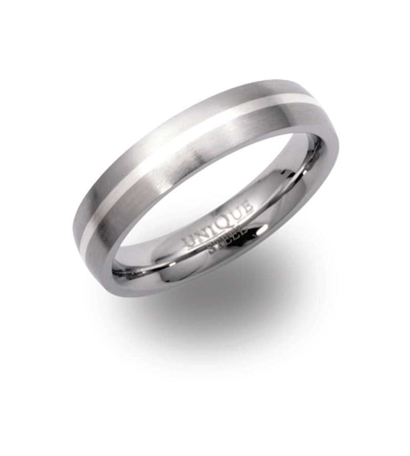 Unique & Co Steel Ring R9118 - Hamilton & Lewis Jewellery