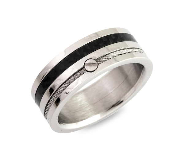 Unique & Co Steel Ring R9169 - Hamilton & Lewis Jewellery