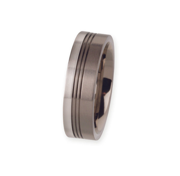 Unique & Co Titanium/Platinum Ring R93 - Hamilton & Lewis Jewellery