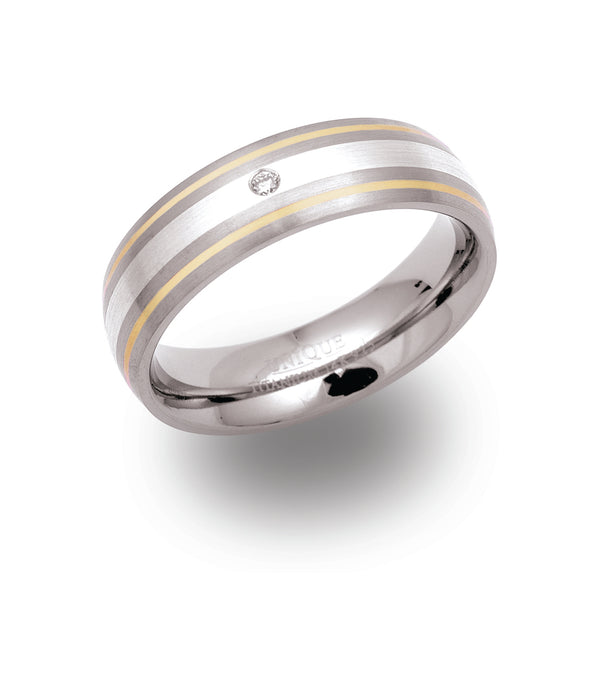 Unique & Co Titanium/Gold Ring TR51 - Hamilton & Lewis Jewellery