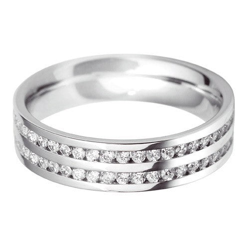 Flat Court Double Row Wedding Ring - Hamilton & Lewis Jewellery