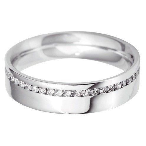 5mm Flat Court Offset Wedding Ring - Hamilton & Lewis Jewellery