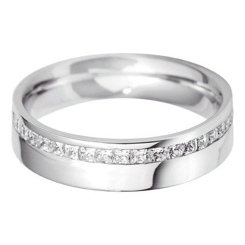 5mm Flat Court Offset Wedding Ring - Hamilton & Lewis Jewellery