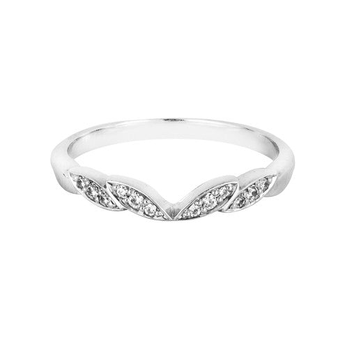 Vine inspired diamond set shaped wedding ring - Hamilton & Lewis Jewellery