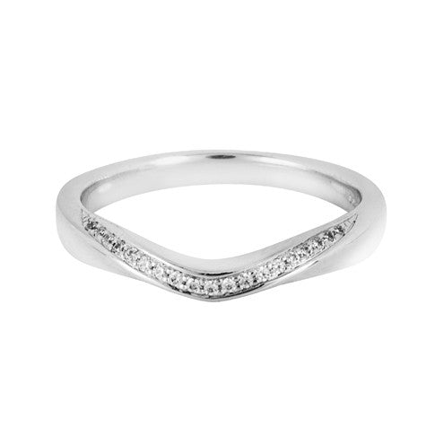Curve stone set wedding ring - Hamilton & Lewis Jewellery