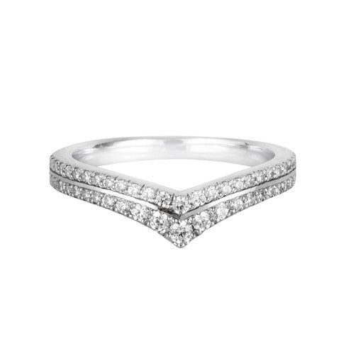 Double row stone set shaped wedding ring - Hamilton & Lewis Jewellery