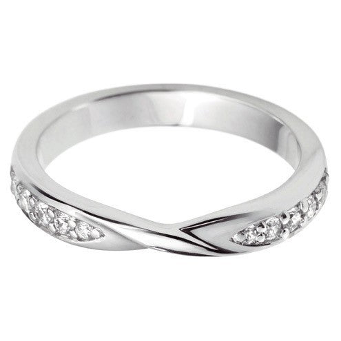 Ribbon twist grain set shaped wedding ring. - Hamilton & Lewis Jewellery