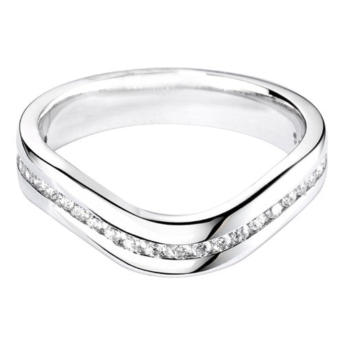 Channel Set Wave Shaped Wedding Ring - Hamilton & Lewis Jewellery