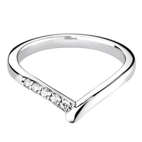 Wishbone Diamond Set Shaped Wedding Ring - Hamilton & Lewis Jewellery