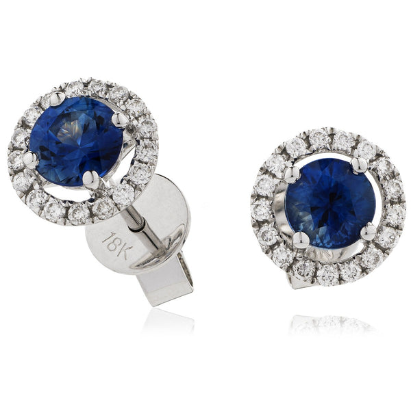 Diamond & Blue Sapphire Earrings 1.20ct - Hamilton & Lewis Jewellery