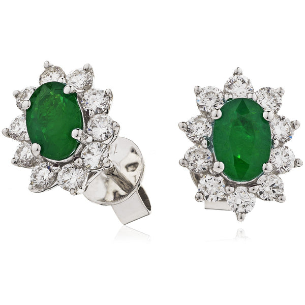 Diamond & Emerald Earring Set 1.50ct - 2.80ct - Hamilton & Lewis Jewellery