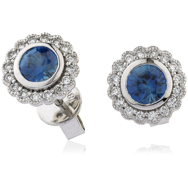 Diamond & Blue Sapphire Earrings 0.50ct - 1.45ct - Hamilton & Lewis Jewellery