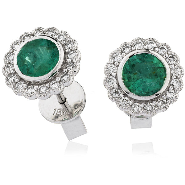 Diamond & Emerald Earrings 0.50ct - 1.30ct - Hamilton & Lewis Jewellery