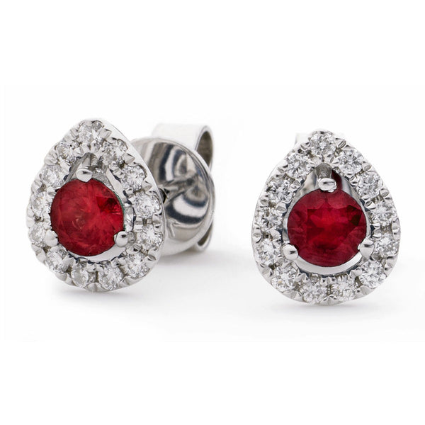 Diamond & Ruby Earrings 0.65ct - Hamilton & Lewis Jewellery