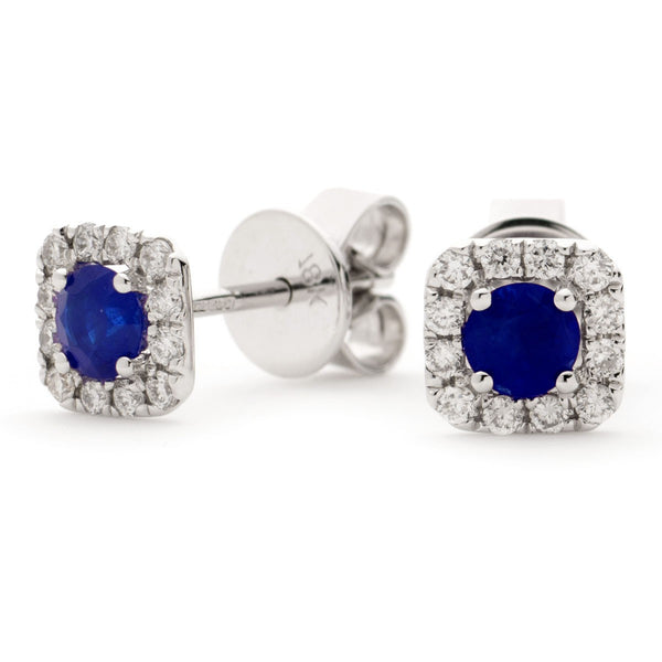 Diamond & Blue Sapphire Earrings 0.60ct - Hamilton & Lewis Jewellery