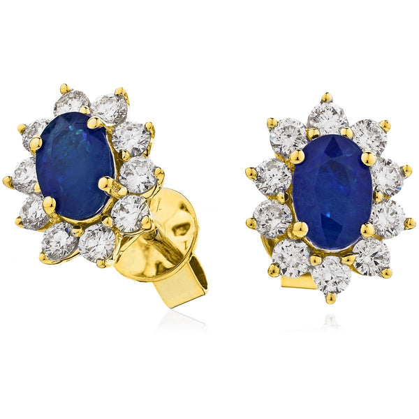 Diamond & Blue Sapphire Earring Set 1.60ct - 3.20ct - Hamilton & Lewis Jewellery