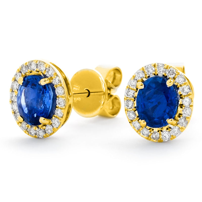 Diamond & Blue Sapphire Earrings 1.70ct - Hamilton & Lewis Jewellery