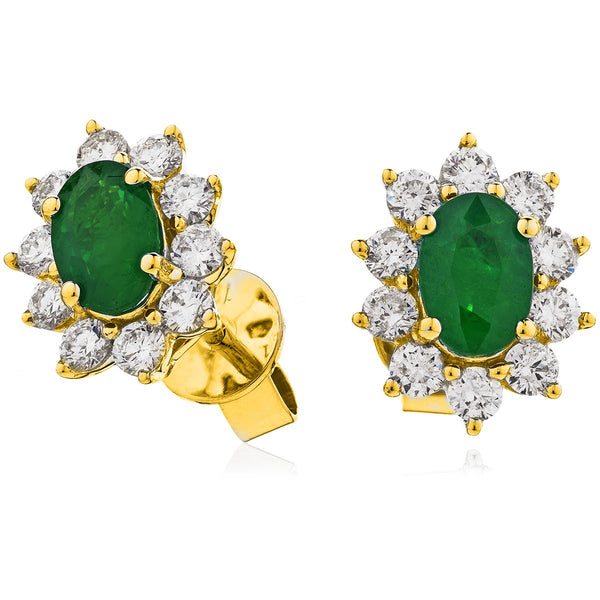Diamond & Emerald Earring Set 1.50ct - 2.80ct - Hamilton & Lewis Jewellery