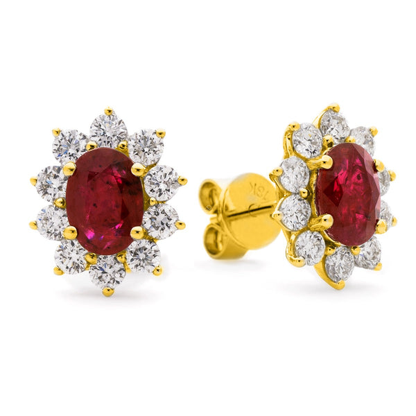 Diamond & Ruby Earring Set 1.60ct - 3.20ct - Hamilton & Lewis Jewellery