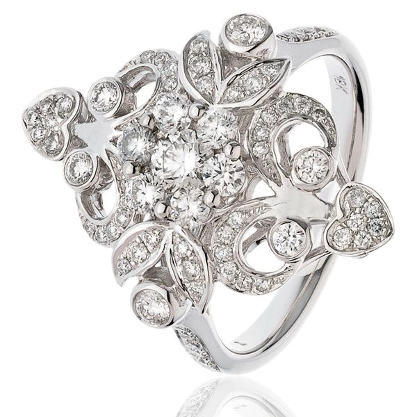 Classic Cocktail Cluster Ring 0.90ct - Hamilton & Lewis Jewellery
