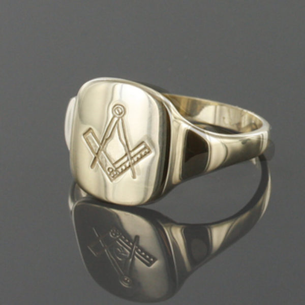 9ct Yellow Gold Square and Compass Masonic Signet Ring - Hamilton & Lewis Jewellery