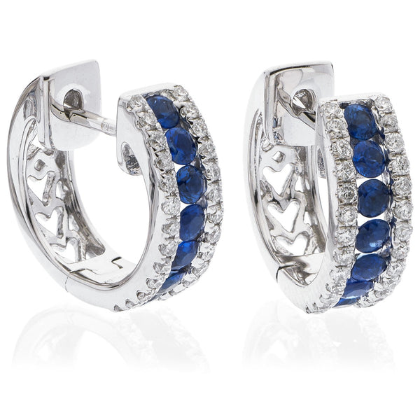 Diamond & Blue Sapphire Hoop Earrings 0.90ct - Hamilton & Lewis Jewellery