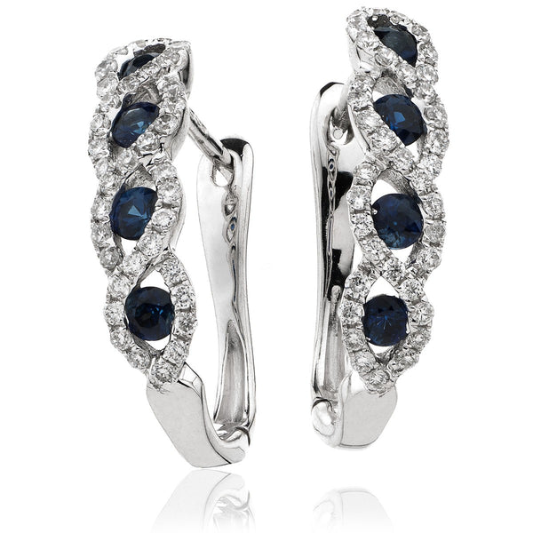 Diamond & Blue Sapphire Earrings 0.65ct - Hamilton & Lewis Jewellery