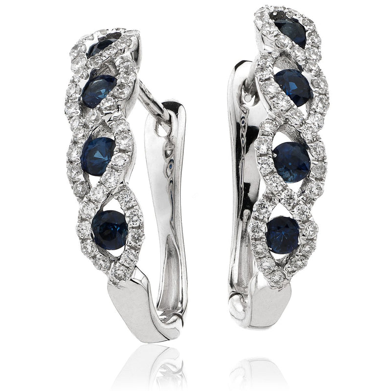 Diamond & Blue Sapphire Earrings 0.65ct - Hamilton & Lewis Jewellery